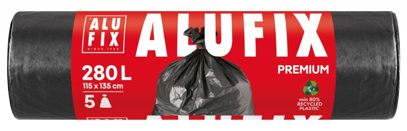 Worki na śmieci ALUFIX Profi, LDPE, 280l, 5 szt., czarne, Worki, Artykuły higieniczne i dozowniki