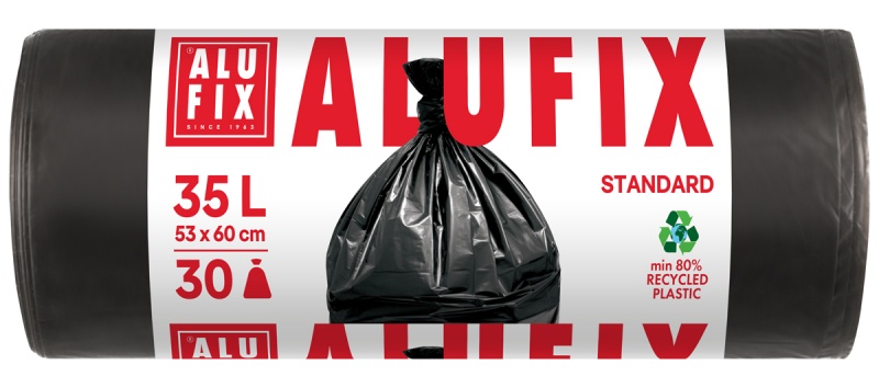 Worki na śmieci ALUFIX, HDPE, 35l, 30 szt., czarne, Worki, Artykuły higieniczne i dozowniki