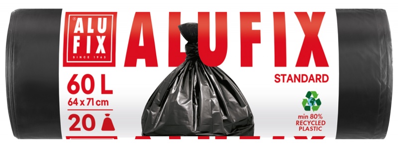 Worki na śmieci ALUFIX, HDPE, 60l, 20 szt., czarne, Worki, Artykuły higieniczne i dozowniki