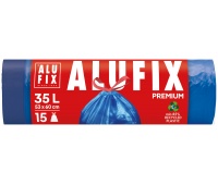 Worki na śmieci ALUFIX, z taśmą ściągającą, LDPE, 35l, 15 szt., niebieskie, Worki, Artykuły higieniczne i dozowniki