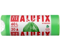 Worki na śmieci ALUFIX, z taśmą, HDPE, 60l, 20 szt., zielone, Worki, Artykuły higieniczne i dozowniki
