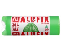 Worki na śmieci ALUFIX, z taśmą, HDPE, 35l, 25 szt., zielone, Worki, Artykuły higieniczne i dozowniki