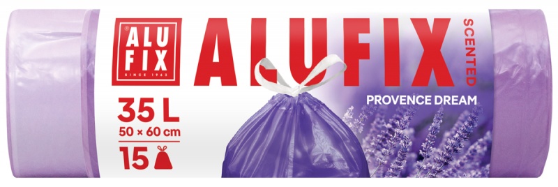 Worki na śmieci ALUFIX, lawendowe, HDPE, 35l, 15 szt., fioletowe, Worki, Artykuły higieniczne i dozowniki