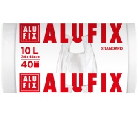Worki na śmieci ALUFIX, z uszami, HDPE, 10l, 40 szt., białe, Worki, Artykuły higieniczne i dozowniki