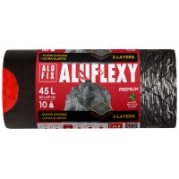 Garbage bags ALUFIX Aluflexy, with string, LDPE, 45l, 10 pcs., steel
