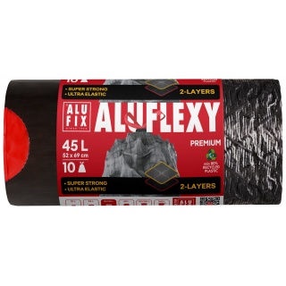 Worki na śmieci ALUFIX Aluflexy, z taśmą, LDPE, 45l, 10 szt., stalowe, Worki, Artykuły higieniczne i dozowniki