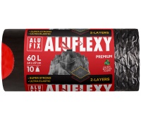 Worki na śmieci ALUFIX Aluflexy, z taśmą, LDPE, 60l, 10 szt., stalowe, Worki, Artykuły higieniczne i dozowniki