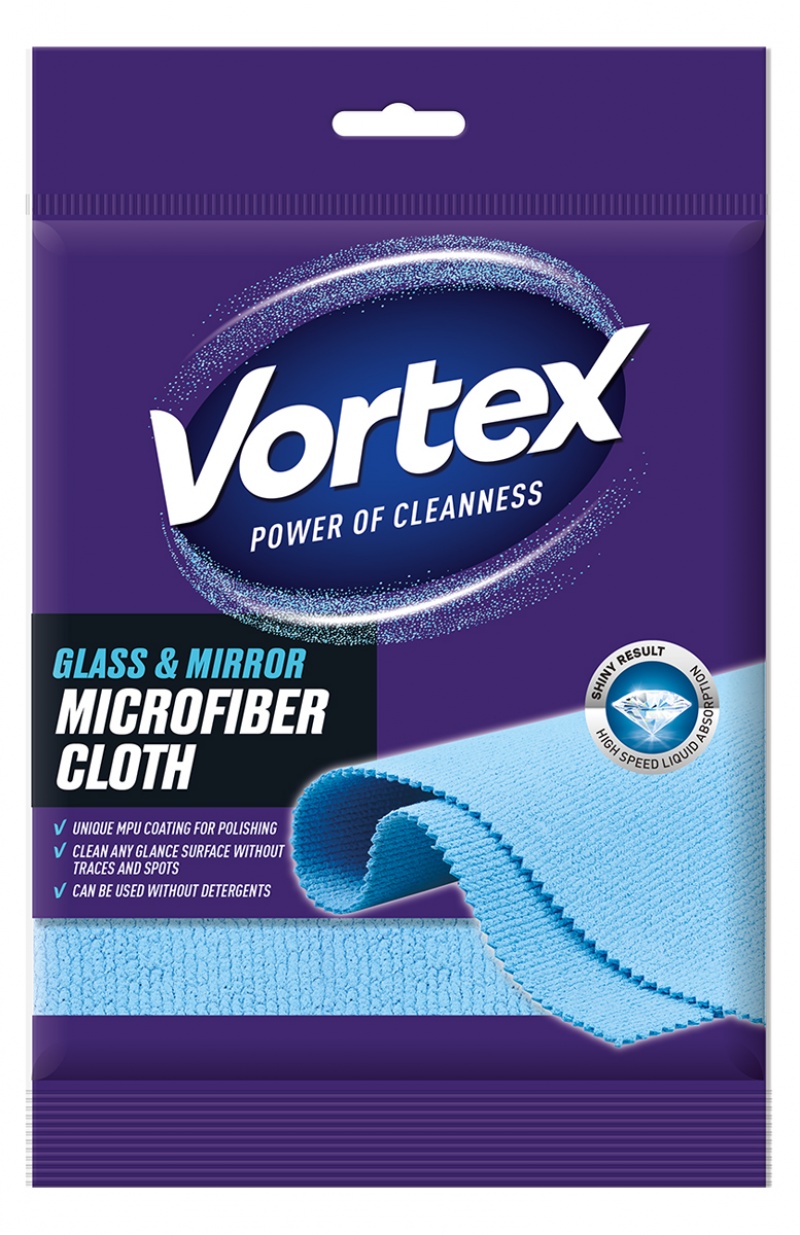 Ściereczka z mikrofibry VORTEX, do szkła i luster, niebieska, Akcesoria do sprzątania, Artykuły higieniczne i dozowniki