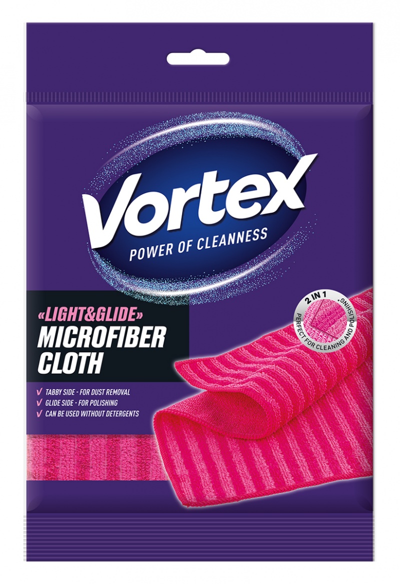 Ściereczka z mikrofibry VORTEX Light&Glide, r&oacute;żowa, Akcesoria do sprzątania, Artykuły higieniczne i dozowniki
