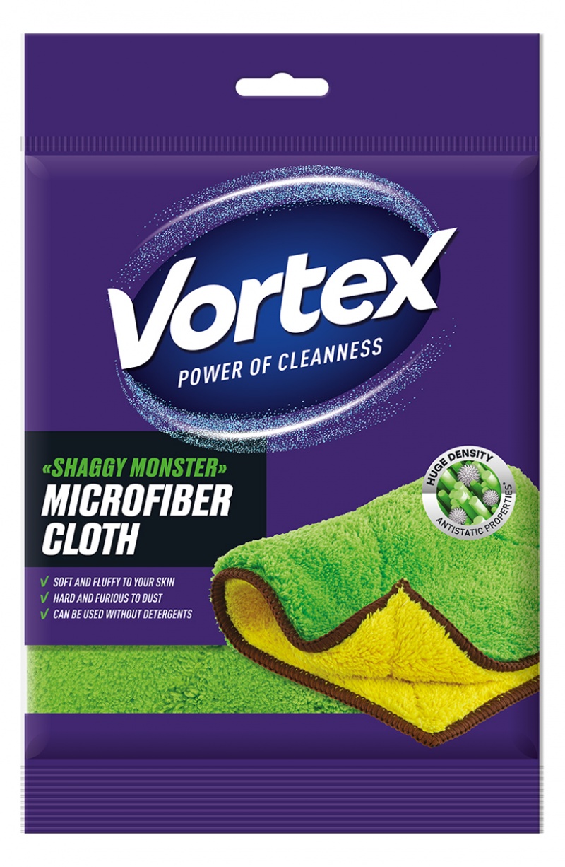 Ściereczka z mikrofibry VORTEX Shaggy Monter, zielono-ż&oacute;łta, Akcesoria do sprzątania, Artykuły higieniczne i dozowniki