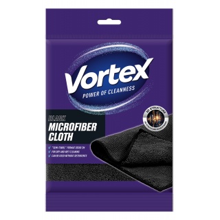 Ściereczka z mikrofibry VORTEX, p&oacute;łręcznik, 30x50cm, czarna, Akcesoria do sprzątania, Artykuły higieniczne i dozowniki