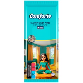 Chusteczki nawilżane COMFORTE, do mebli, 70 szt., Środki czyszczące, Artykuły higieniczne i dozowniki