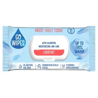 Papier toaletowy nawilżany GOWIPES Comfort, z klapką, 44 szt., Papiery toaletowe i dozowniki, Artykuły higieniczne i dozowniki