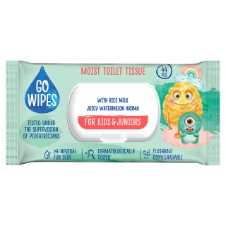Papier toaletowy nawilżany GOWIPES, dla dzieci i młodzieży, z klapką, 44 szt., Papiery toaletowe i dozowniki, Artykuły higieniczne i dozowniki