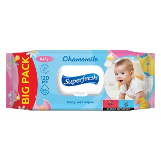 Chusteczki nawilżane dla dzieci SUPERFRESH, z klapką, 120 szt., Środki czyszczące, Artykuły higieniczne i dozowniki