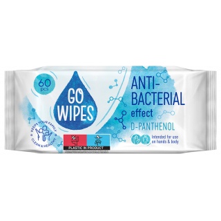 Chusteczki nawilżane GOWIPES, antybakteryjne, d-pantenol, 60 szt., Środki czyszczące, Artykuły higieniczne i dozowniki