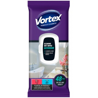 Chusteczki nawilżane VORTEX, do łazienki, z klapką, 48 szt., Środki czyszczące, Artykuły higieniczne i dozowniki