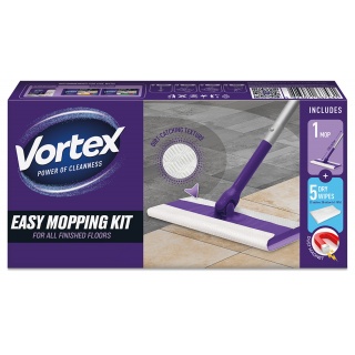 Zestaw z mopem myjącym VORTEX, mop i 5 suchych chusteczek, Środki czyszczące, Artykuły higieniczne i dozowniki