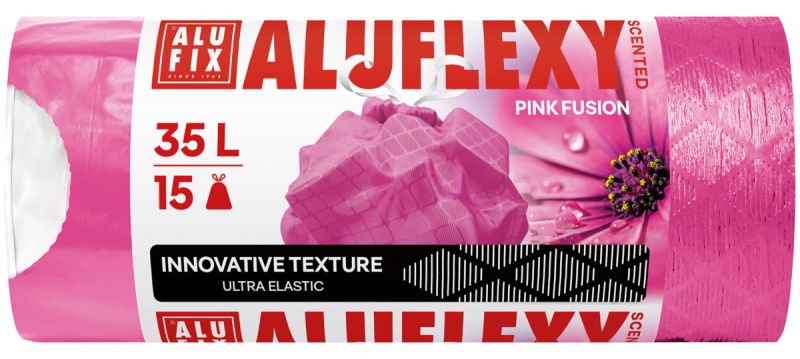 Worki na śmieci ALUFIX Aluflexy, zapach, LDPE, 35l, 15 szt., r&oacute;żowe, Worki, Artykuły higieniczne i dozowniki