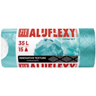 Worki na śmieci ALUFIX Aluflexy, zapach, LDPE, 35l, 15 szt., turkusowe, Worki, Artykuły higieniczne i dozowniki