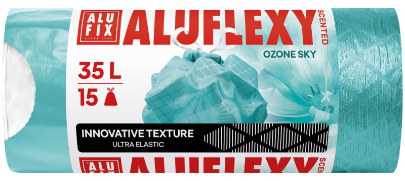 Worki na śmieci ALUFIX Aluflexy, zapach, LDPE, 35l, 15 szt., turkusowe, Worki, Artykuły higieniczne i dozowniki