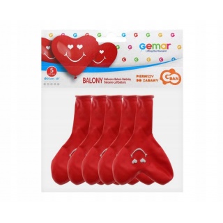 BALONY PREMIUM UŚMIECHNIĘTE SERCA 5szt., Balony, Art. na okazje i przyjęcia