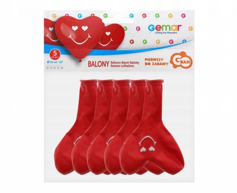 BALONY PREMIUM UŚMIECHNIĘTE SERCA 5szt., Balony, Art. na okazje i przyjęcia