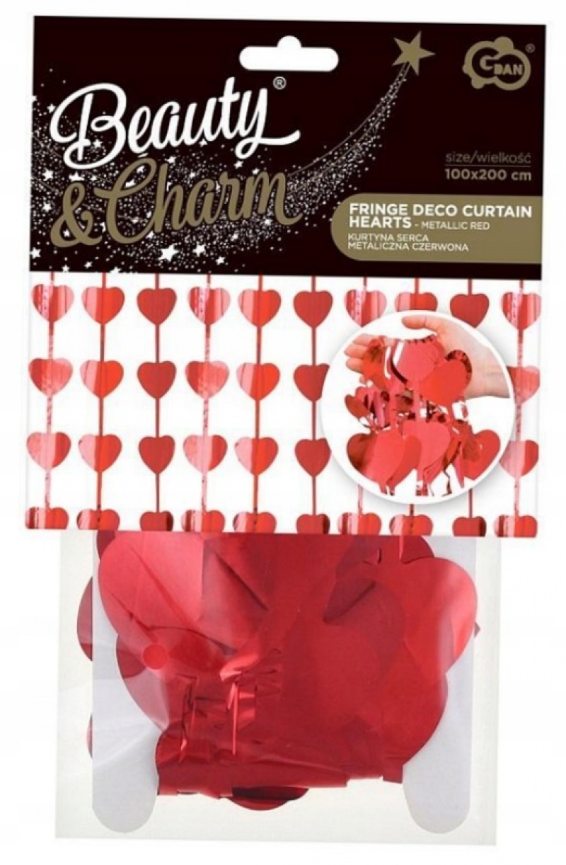KURTYNA B&C SERCA METALICZAN CZERWONA 100x200cm., Dekoracje, ozdoby, Art. dekoracyjne i prezentowe