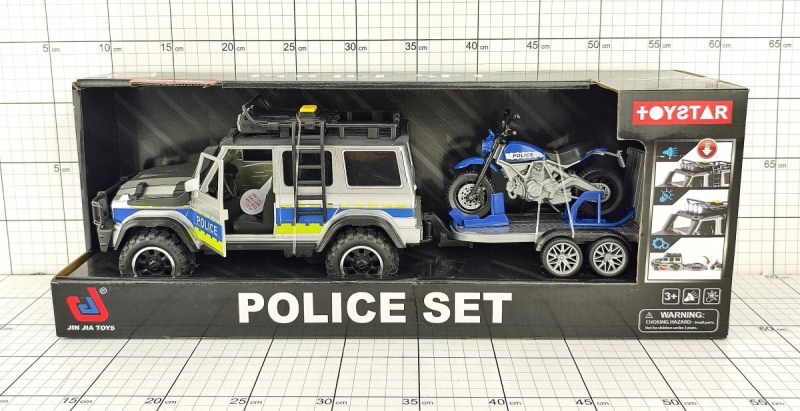 TEREN&Oacute;WKA POLICJA + MOTOCYKL ŚW/DŹ 1943, Pojazdy, Zabawki