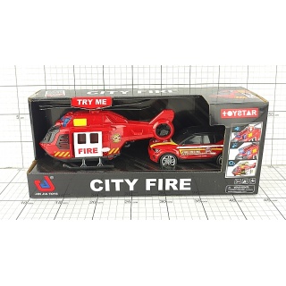 HELIKOPTER + SAMOCH&Oacute;D STRAŻ ŚW/DŹ 1967, Pojazdy, Zabawki