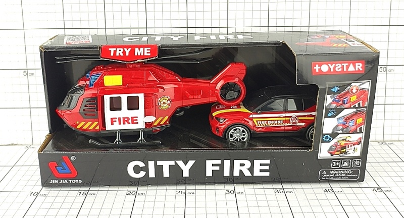 HELIKOPTER + SAMOCH&Oacute;D STRAŻ ŚW/DŹ 1967, Pojazdy, Zabawki