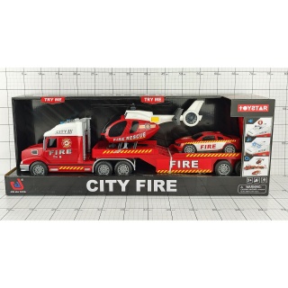 LAWETA STRAŻ+HELIKOPTER+SAMOCH. 2025, Pojazdy, Zabawki