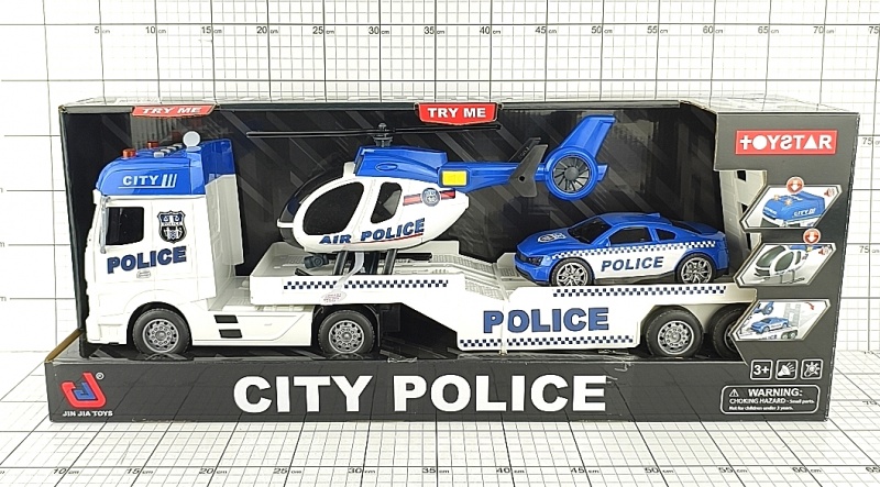 LAWETA POLICJA+HELIKOPTER 6915, Pojazdy, Zabawki