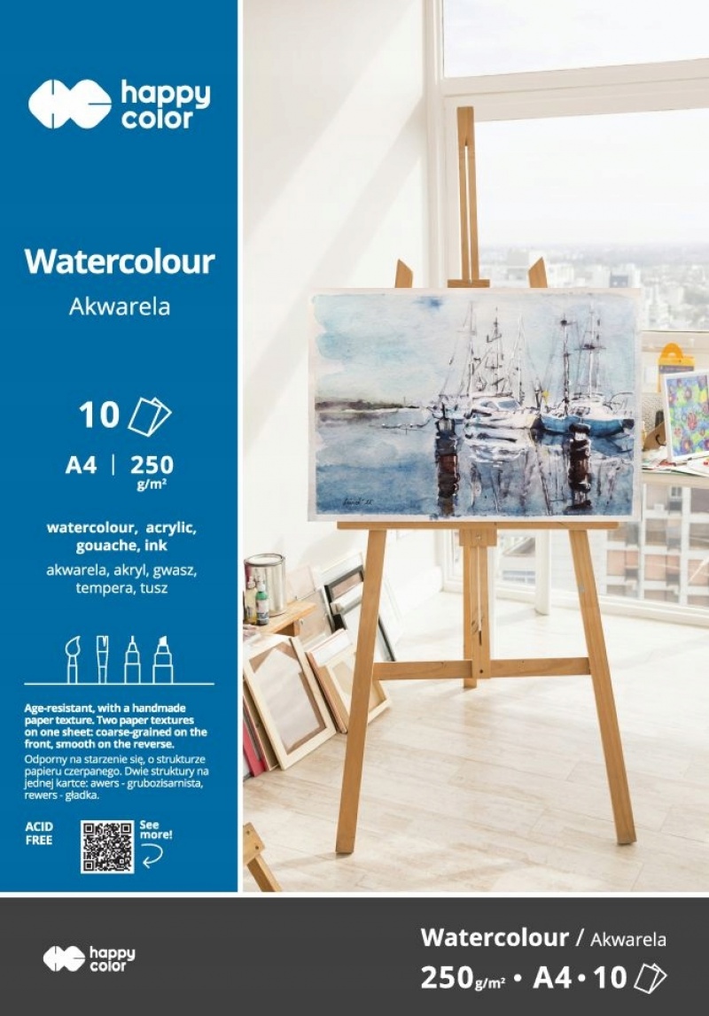 BLOK AKWARELOWY ART A4 10ark.250g.HAPPY COLOR, Bloki, Zeszyty i bloki