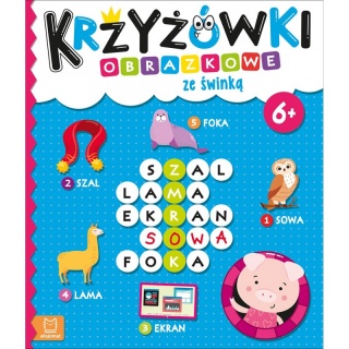 Krzyż&oacute;wki obrazkowe ze świnką 6+, Edukacyjne, Książeczki