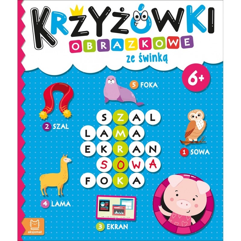 Krzyż&oacute;wki obrazkowe ze świnką 6+, Edukacyjne, Książeczki