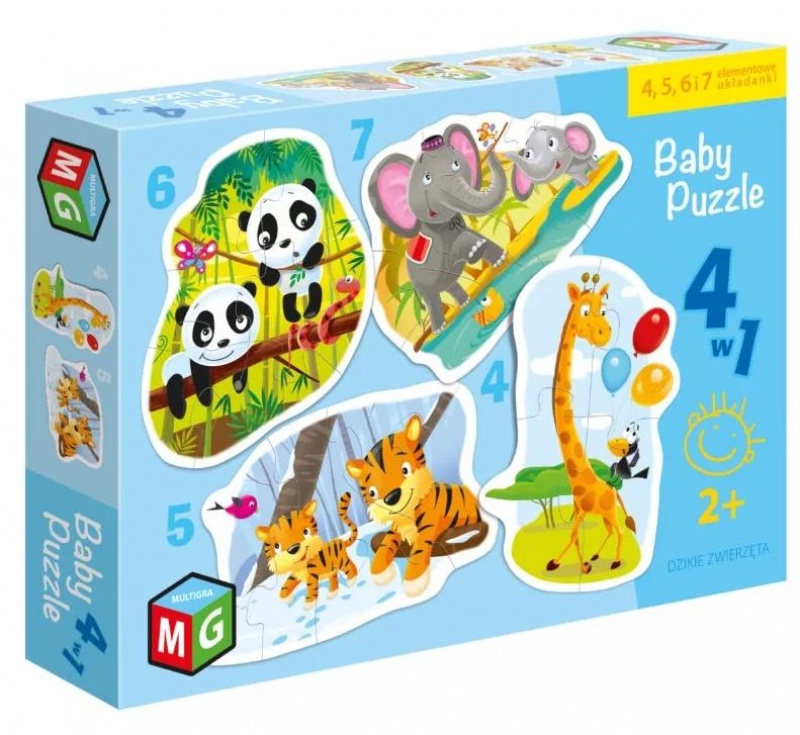 BABY PUZZLE DZIKIE ZWIERZĘTA, Edukacyjne, Gry