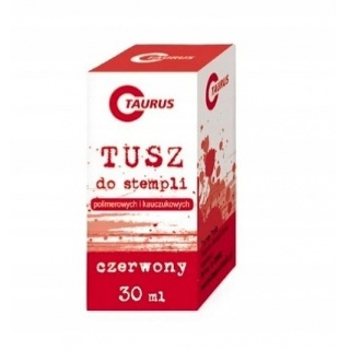 TUSZ TAURUS 30ML. CZERWONY, Pieczątki, tusze, poduszki, Galanteria biurowa