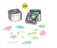 Naklejki ścienne świecące w ciemności TRENDHAUS Space Adventure, 34 szt., mix kolor&oacute;w, Gry i zabawki, Gadżety