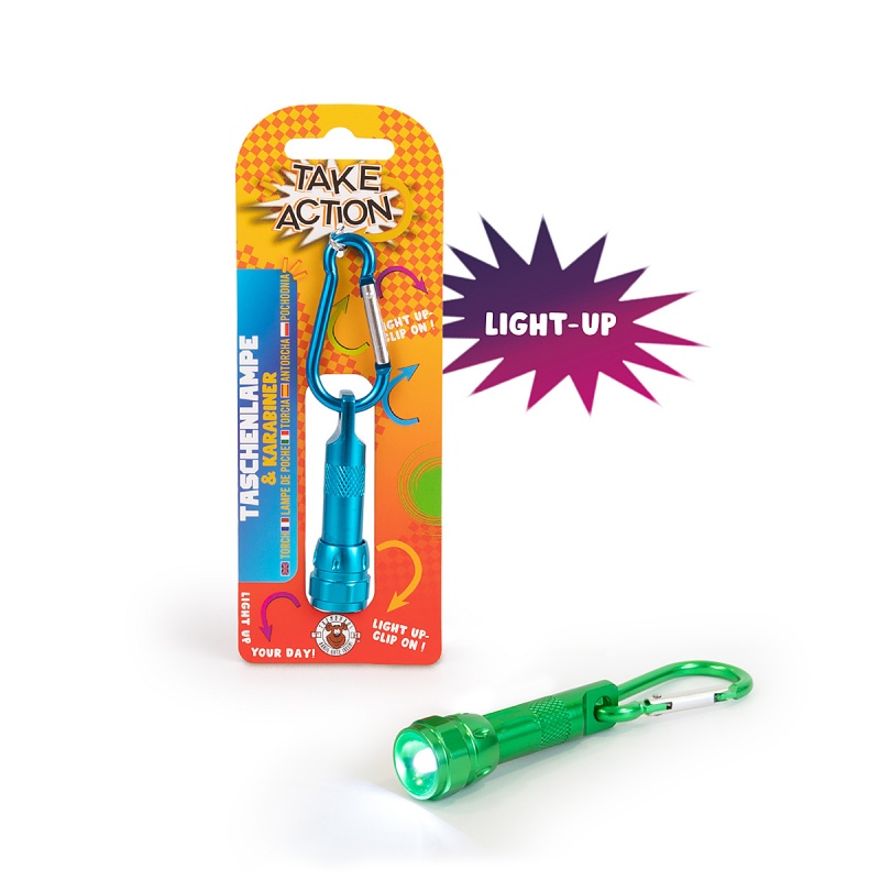 Latarka z karabińczykiem TRENDHAUS Take Action, mix kolor&oacute;w, Gry i zabawki, Gadżety