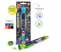 Długopis wielokolorowy z pieczątką TRENDHAUS Space Adventure, 6 kolor&oacute;w, mix kolor&oacute;w, Szkolne, Gadżety