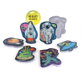 Mini bloczek TRENDHAUS Space Adventure, 40 arkuszy, mix kolor&oacute;w, Szkolne, Gadżety