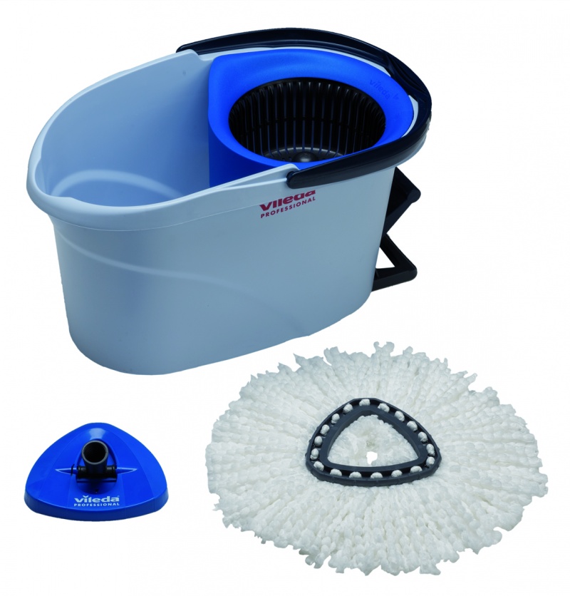 Zestaw VILEDA PROFESSIONAL UltraSpin Mini, wiadro z wyciskarką i podstawą mopa, niebieski, Akcesoria do sprzątania, Artykuły higieniczne i dozowniki