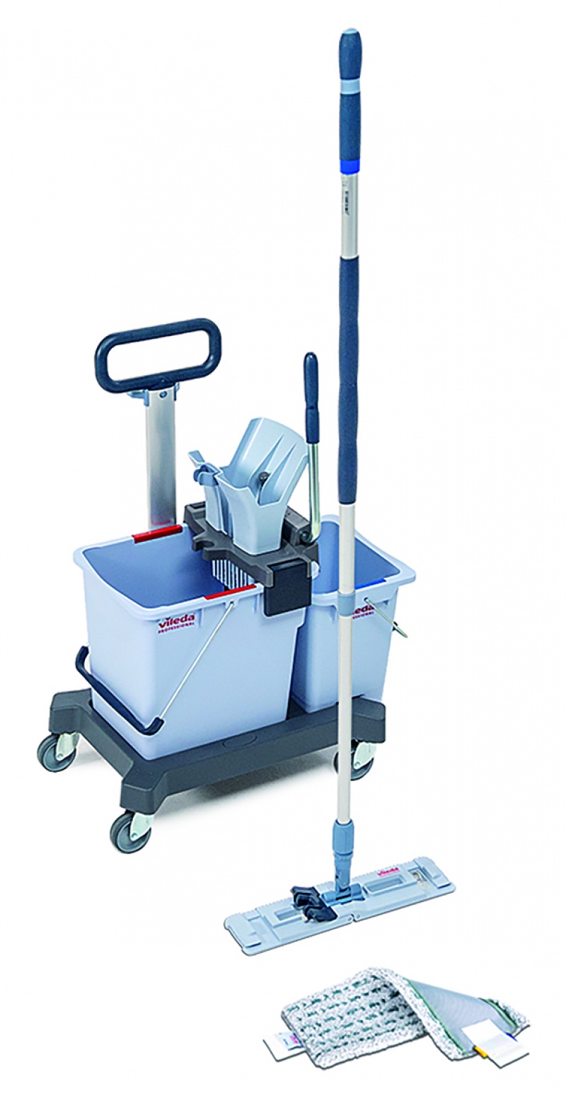 Zestaw VILEDA Professional UltraSpeed Pro Ready to Go, w&oacute;zek dwuwiaderkowy, kij teleskopowy, wkład r-MicroLite Max mop, Akcesoria do sprzątania, Artykuły higieniczne i dozowniki