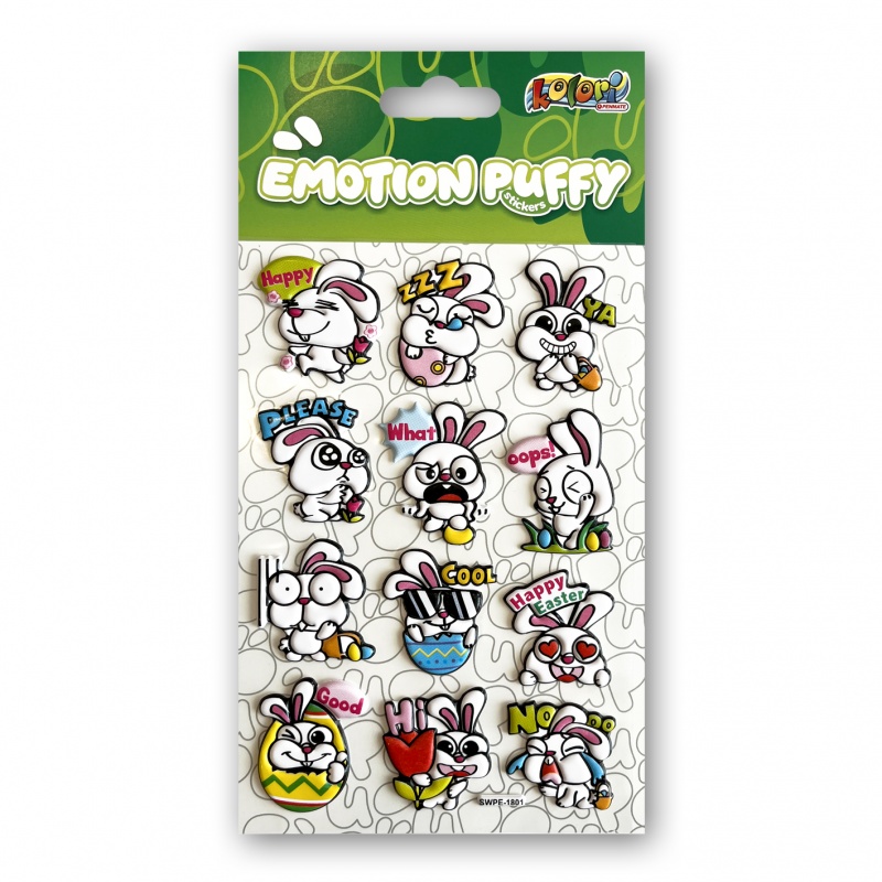 Kolori Naklejki Puffy SWPE-1801 Em.Eaaster Bunnies, Naklejki, Art. kreatywne