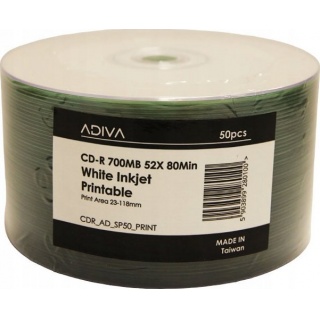 CDR 700MB ADAVIA 52X /50/ WHITE INKJET PRINTABLE, Nośniki danych, Akcesoria komputerowe