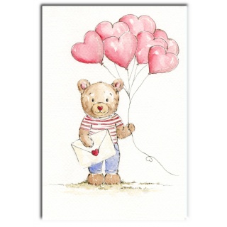 KARNET B6 WAL MIŚ Z BALONAMI, Karnety, kartki okolicznościowe, Art. dekoracyjne i prezentowe