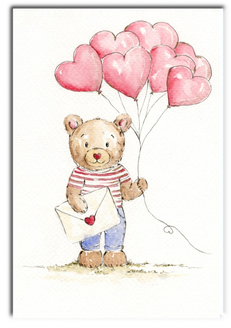 KARNET B6 WAL MIŚ Z BALONAMI, Karnety, kartki okolicznościowe, Art. dekoracyjne i prezentowe