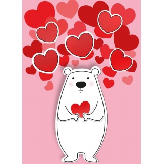 KARNET B6 Walentynki BIAŁY MIŚ, Karnety, kartki okolicznościowe, Art. dekoracyjne i prezentowe