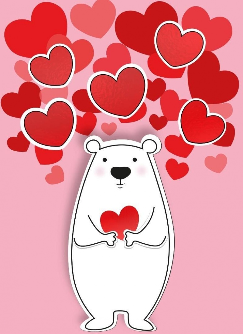 KARNET B6 Walentynki BIAŁY MIŚ, Karnety, kartki okolicznościowe, Art. dekoracyjne i prezentowe